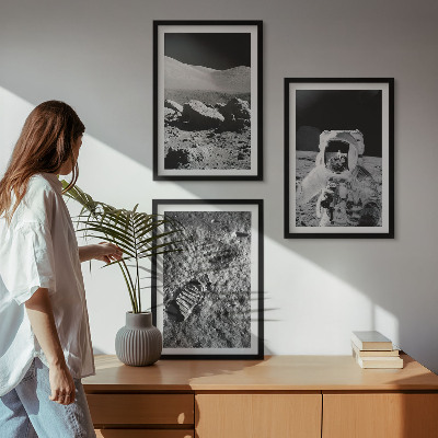 Conjunto de quadros para sala de estar Fotos da NASA de astronautas na Lua