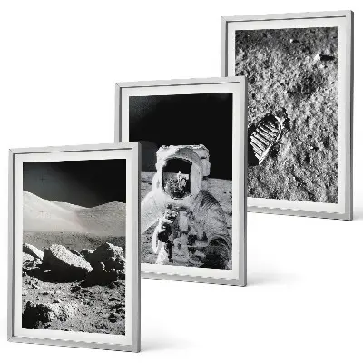 Conjunto de quadros para sala de estar com fotos da NASA de astronautas na Lua
