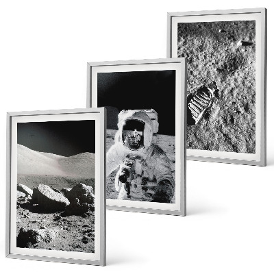 Conjunto de quadros para sala de estar Fotos da NASA de astronautas na Lua