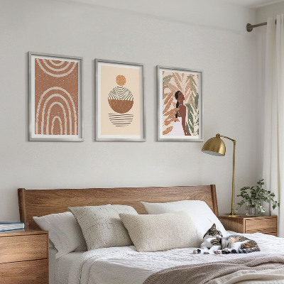 Conjunto de 3 quadros com moldura Padrões e geometria de plantas elegantes