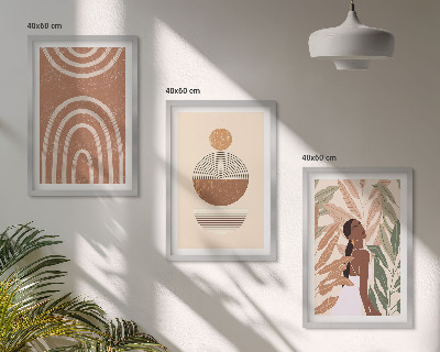 Conjunto de 3 quadros com moldura Padrões e geometria de plantas elegantes