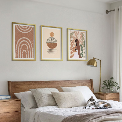 Conjunto de 3 quadros com moldura Padrões e geometria de plantas elegantes