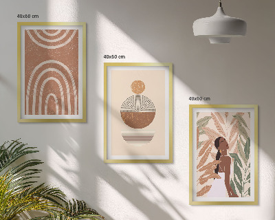 Conjunto de 3 quadros com moldura Padrões e geometria de plantas elegantes