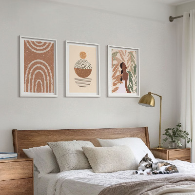 Conjunto de 3 quadros com moldura Padrões e geometria de plantas elegantes