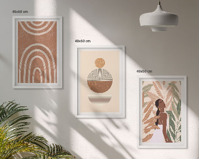 Conjunto de 3 quadros com moldura Padrões e geometria de plantas elegantes
