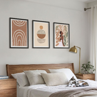 Conjunto de 3 quadros com moldura Padrões e geometria de plantas elegantes