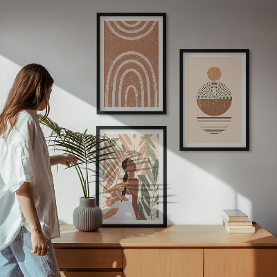 Conjunto de 3 quadros com moldura Padrões e geometria de plantas elegantes