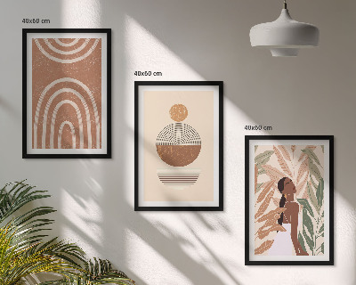 Conjunto de 3 quadros com moldura Padrões e geometria de plantas elegantes