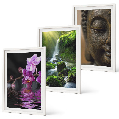 Composição de quadros moderna Cachoeira de flores, rocha de Buda, Zen