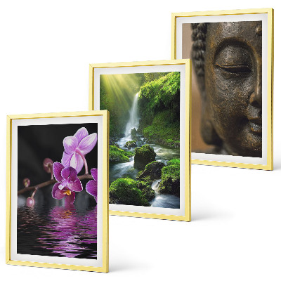 Composição de quadros moderna Cachoeira de flores, rocha de Buda, Zen