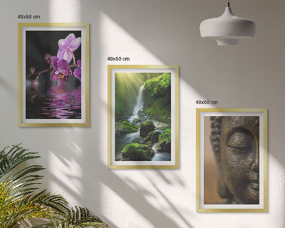 Composição de quadros moderna Cachoeira de flores, rocha de Buda, Zen