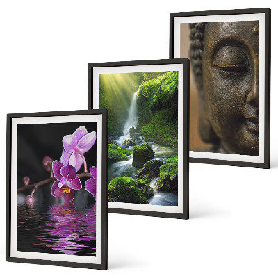 Composição de quadros moderna Cachoeira de flores, rocha de Buda, Zen