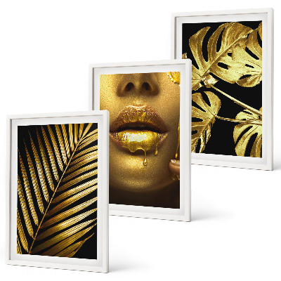 Composição de quadros moderna boca da mulher de palmeira Monstera