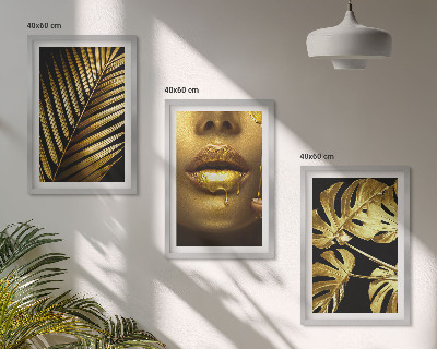 Composição de quadros moderna boca da mulher de palmeira Monstera