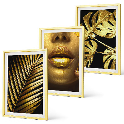 Composição de quadros moderna boca da mulher de palmeira Monstera