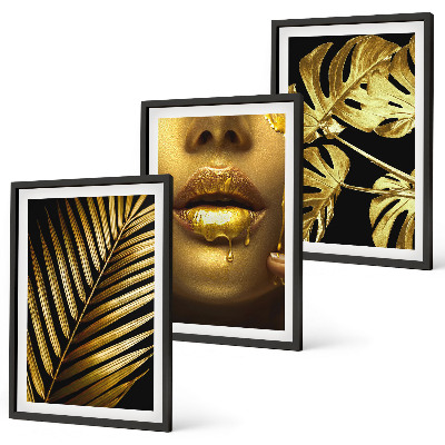 Composição de quadros moderna boca da mulher de palmeira Monstera
