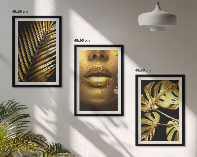 Composição de quadros moderna boca da mulher de palmeira Monstera