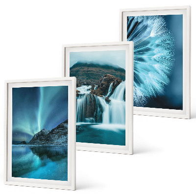 Conjunto de quadros para sala de estar Paisagens de inverno com cachoeiras