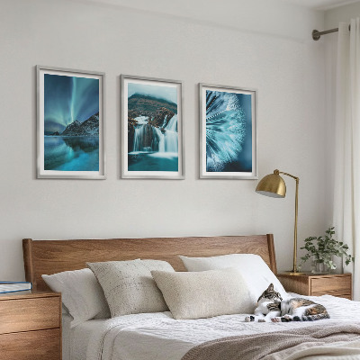Conjunto de quadros para sala de estar Paisagens de inverno com cachoeiras