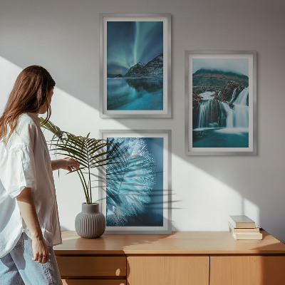 Conjunto de quadros para sala de estar Paisagens de inverno com cachoeiras