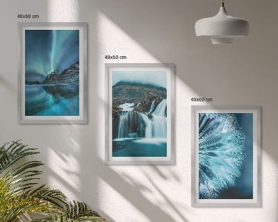 Conjunto de quadros para sala de estar Paisagens de inverno com cachoeiras