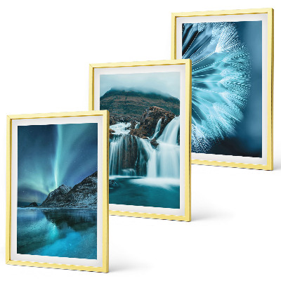 Conjunto de quadros para sala de estar Paisagens de inverno com cachoeiras