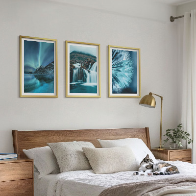 Conjunto de quadros para sala de estar Paisagens de inverno com cachoeiras