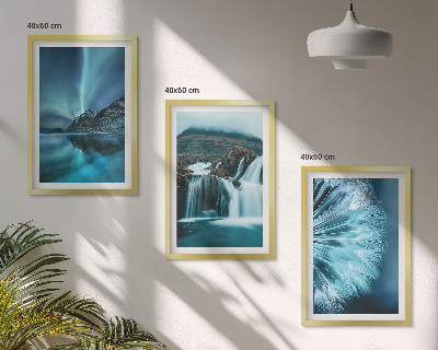 Conjunto de quadros para sala de estar Paisagens de inverno com cachoeiras