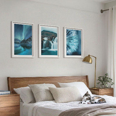 Conjunto de quadros para sala de estar Paisagens de inverno com cachoeiras