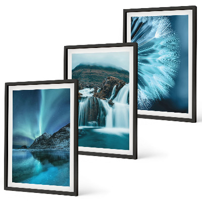 Conjunto de quadros para sala de estar Paisagens de inverno com cachoeiras