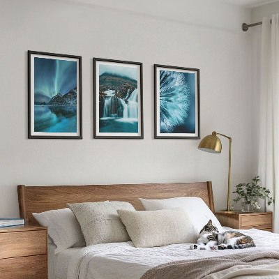 Conjunto de quadros para sala de estar Paisagens de inverno com cachoeiras