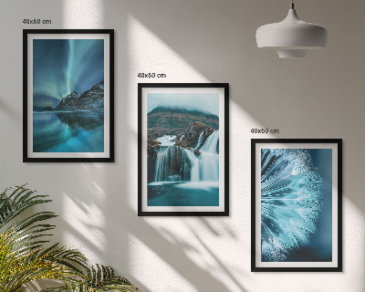 Conjunto de quadros para sala de estar Paisagens de inverno com cachoeiras