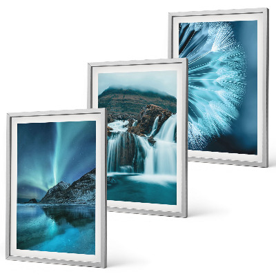 Conjunto de quadros para sala de estar Paisagens de inverno com cachoeiras