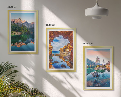 Composição de quadros moderna reflexos nas rochas dos lagos de montanha