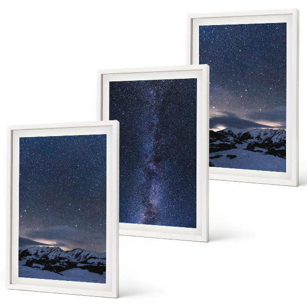 Conjunto de quadros para sala de estar Céu noturno, montanhas, estrelas