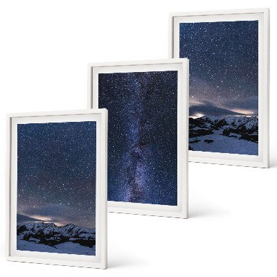 Conjunto de quadros para sala de estar Céu noturno, montanhas, estrelas