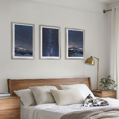 Conjunto de quadros para sala de estar Céu noturno, montanhas, estrelas