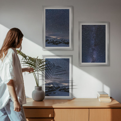 Conjunto de quadros para sala de estar Céu noturno, montanhas, estrelas