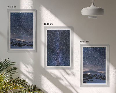 Conjunto de quadros para sala de estar Céu noturno, montanhas, estrelas