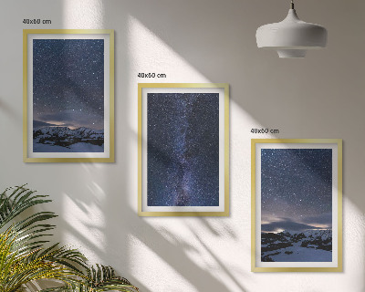 Conjunto de quadros para sala de estar Céu noturno, montanhas, estrelas