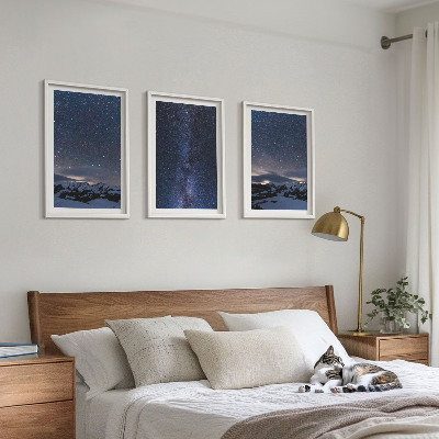 Conjunto de quadros para sala de estar Céu noturno, montanhas, estrelas