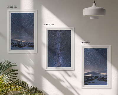 Conjunto de quadros para sala de estar Céu noturno, montanhas, estrelas