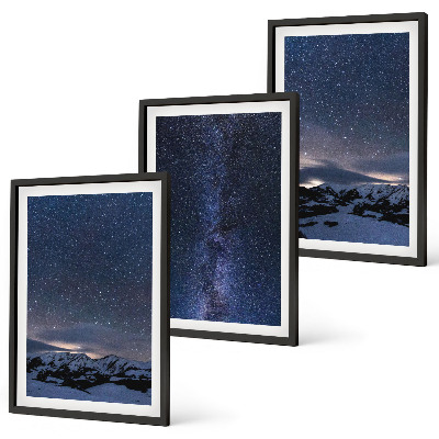 Conjunto de quadros para sala de estar Céu noturno, montanhas, estrelas
