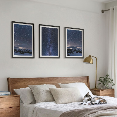 Conjunto de quadros para sala de estar Céu noturno, montanhas, estrelas