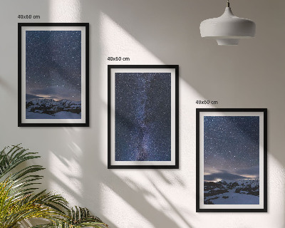 Conjunto de quadros para sala de estar Céu noturno, montanhas, estrelas