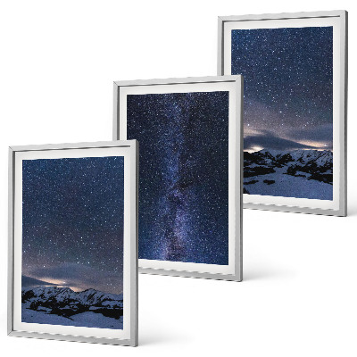 Conjunto de quadros para sala de estar Céu noturno, montanhas, estrelas