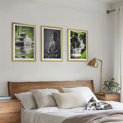 Composição de quadros moderna pinturas relaxantes de água estilo Zen