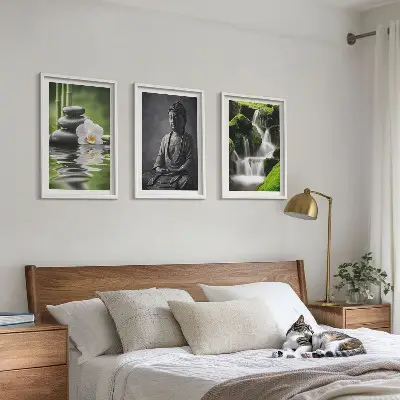 Composição de quadros moderna pinturas relaxantes de água estilo Zen