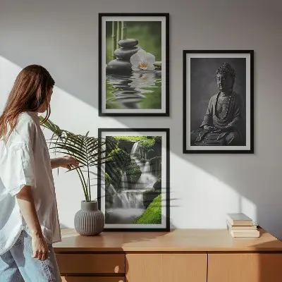 Composição de quadros moderna pinturas relaxantes de água estilo Zen