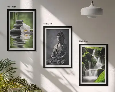 Composição de quadros moderna pinturas relaxantes de água estilo Zen